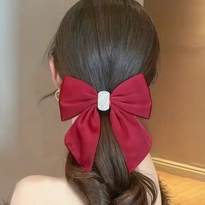 Elegant Red Bow Hair Clip. Christmas Red Bow Hair Accessories. 🎀
